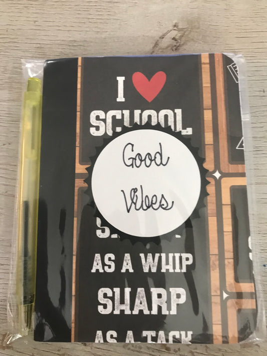 School Theme Mini Notebook, Mini Pen Included