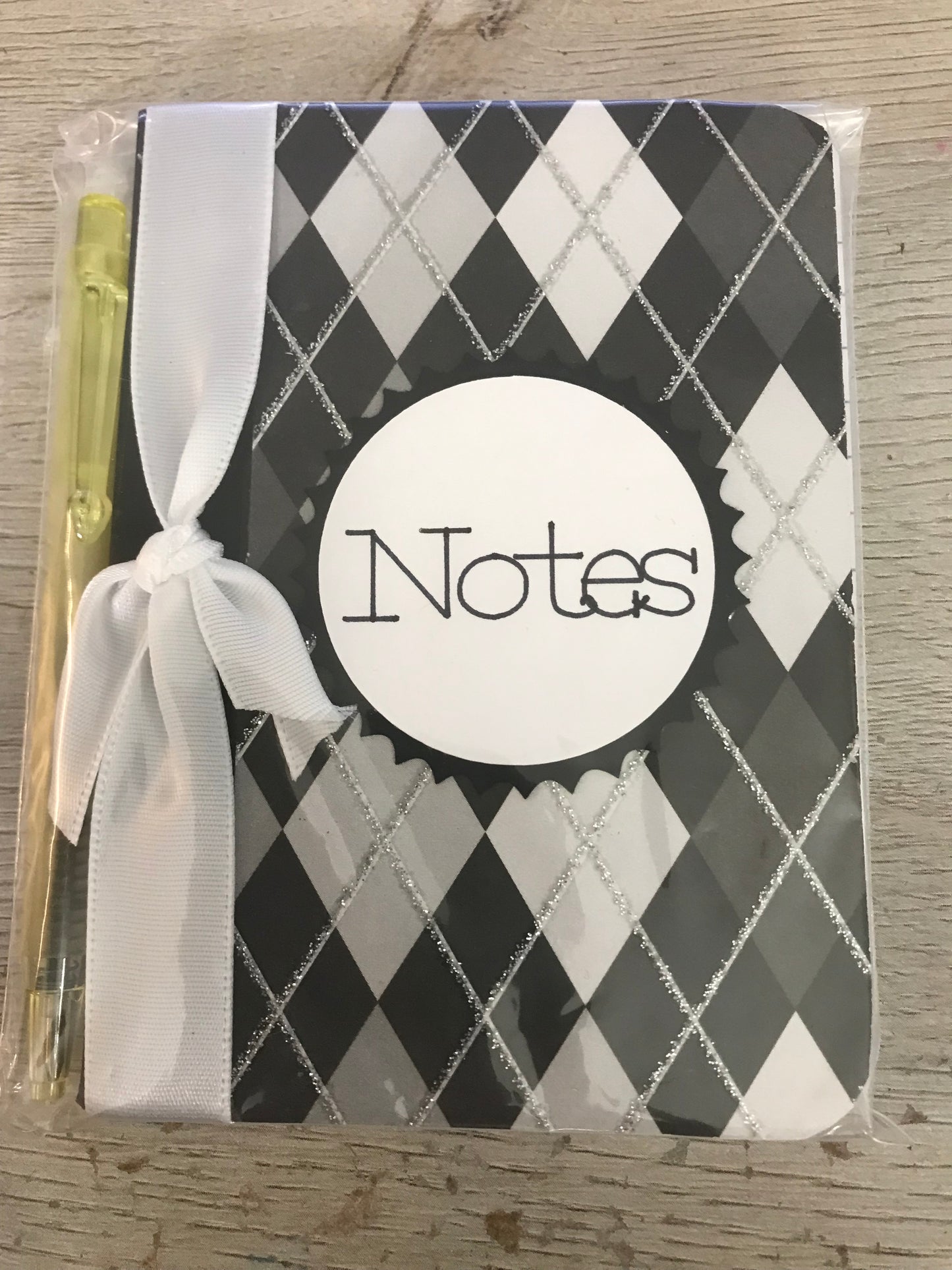 Grey Argyle Theme: Mini Notebook, Mini Pen Included