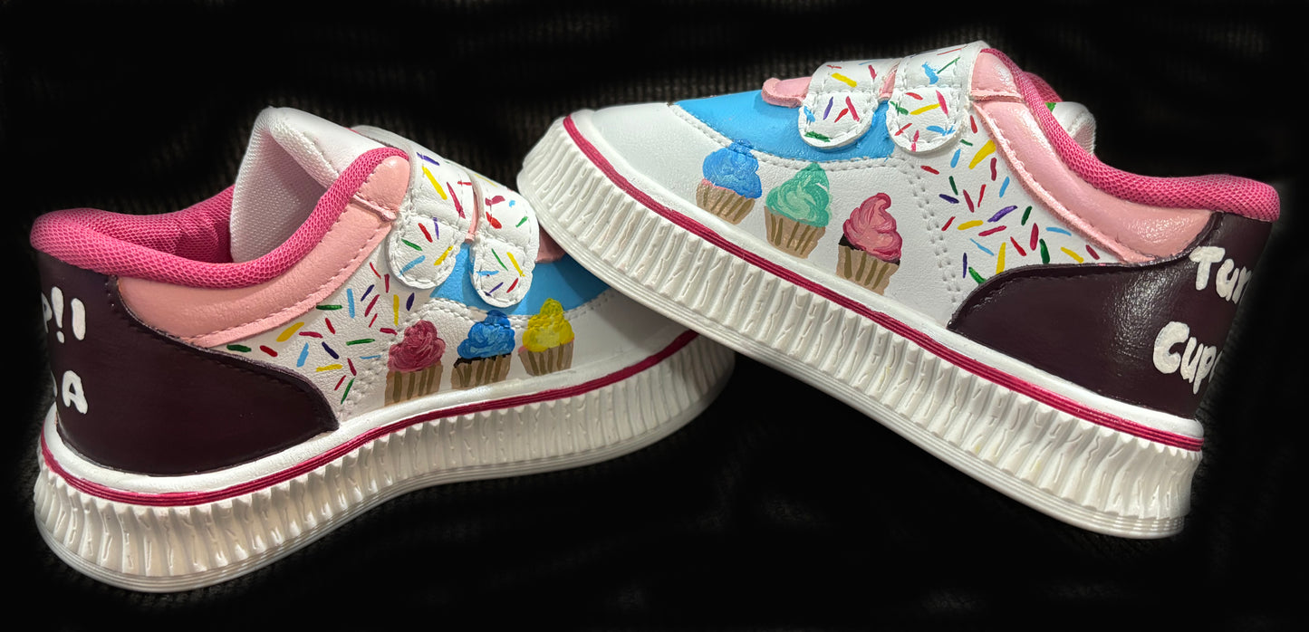 Children’s Custom Hand Painted, Sally the Cupcake Shoes - Size 7