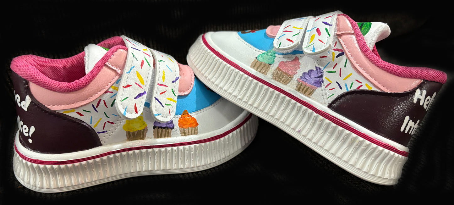 Children’s Custom Hand Painted, Sally the Cupcake Shoes - Size 7