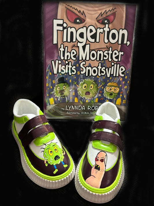 Children’s Custom Hand Painted, Fingerton, the Monster Shoes - Size 10