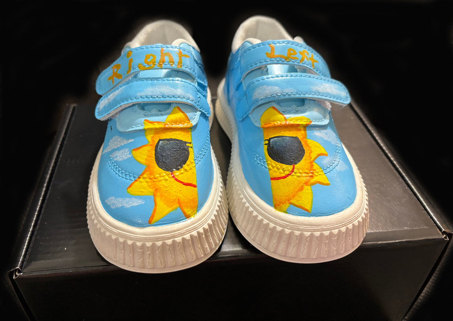 Children’s Custom Hand Painted, Sunshine Half & Half Shoes - Educational, Teaching Shoes - Size 7