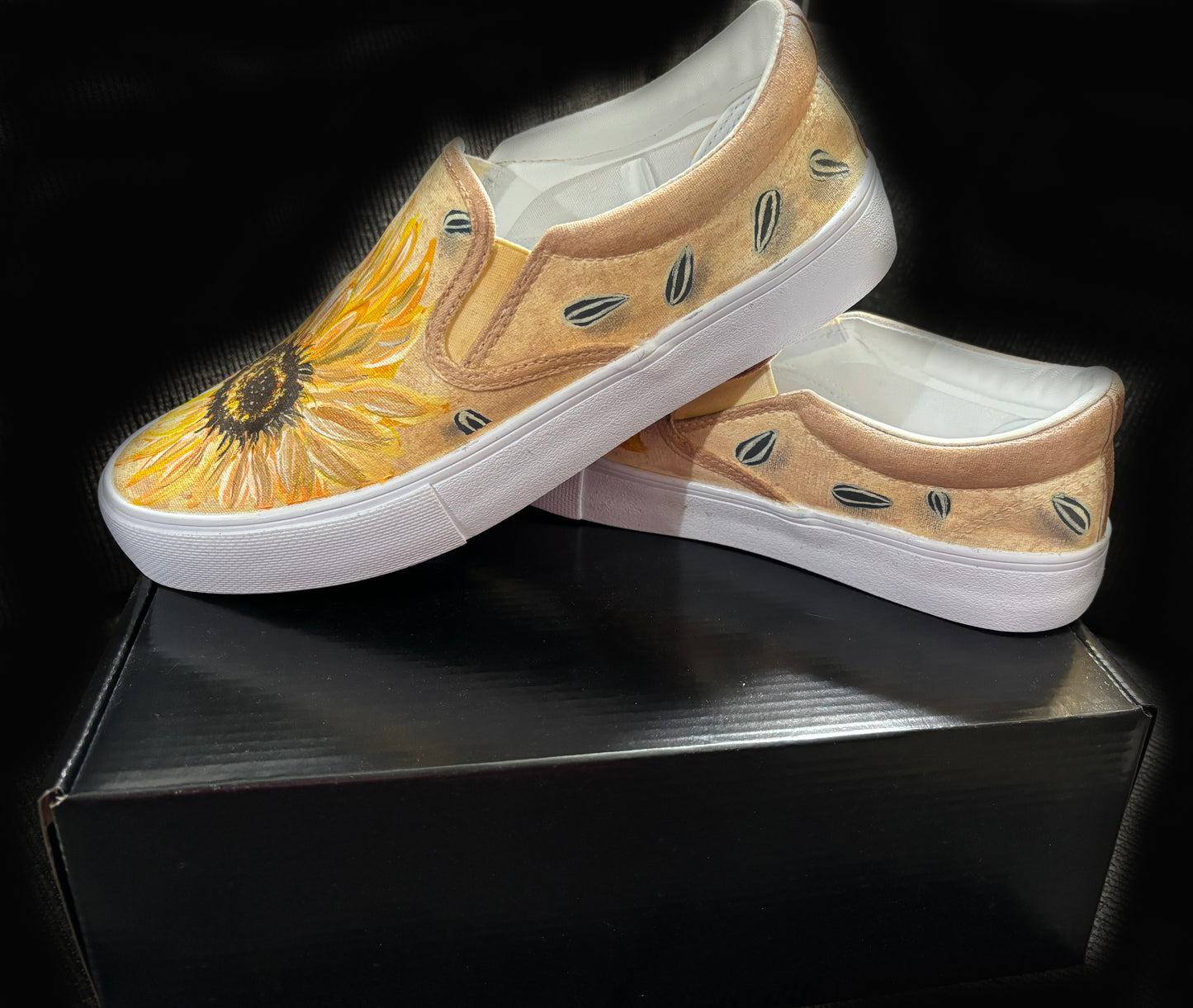 Adult's Custom Hand Painted Sunflower Shoes- Size 8.5W, 7M