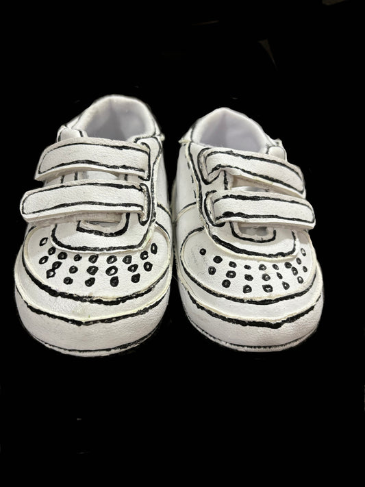 Children's Custom Hand-Painted White Cartoon Shoes - Size 3T