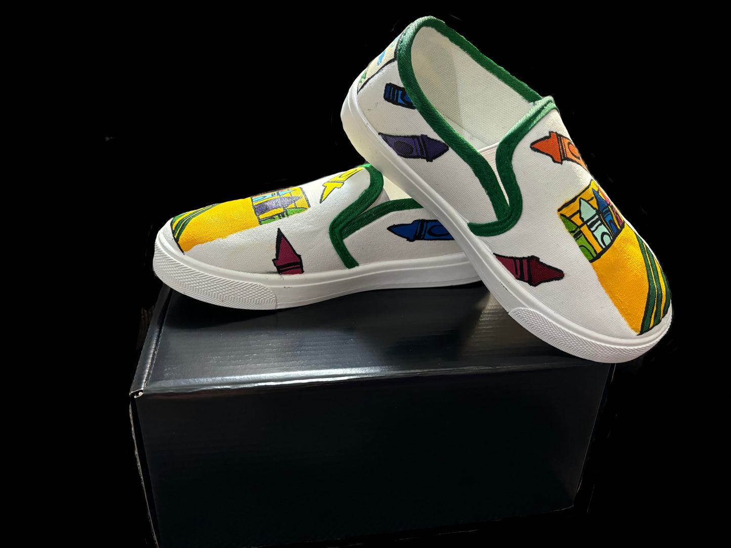 Children’s Custom Hand Painted, Crayon Half & Half Shoes - Educational, Teaching Shoes - Size 12.5