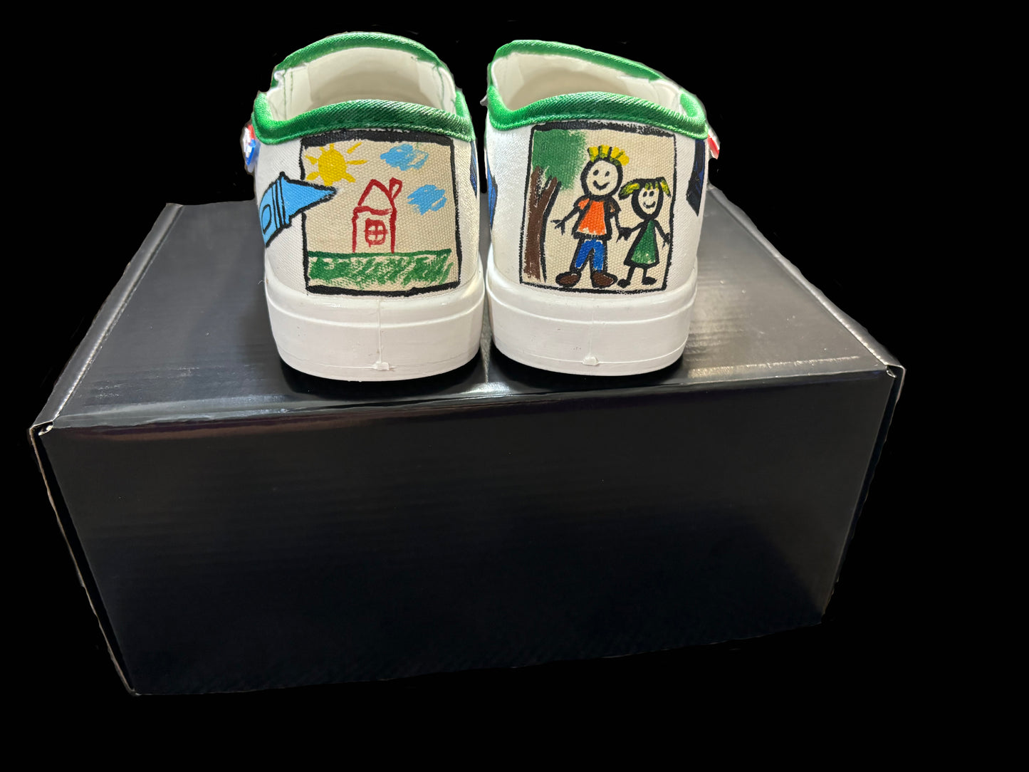 Children’s Custom Hand Painted, Crayon Half & Half Shoes - Educational, Teaching Shoes - Size 12.5