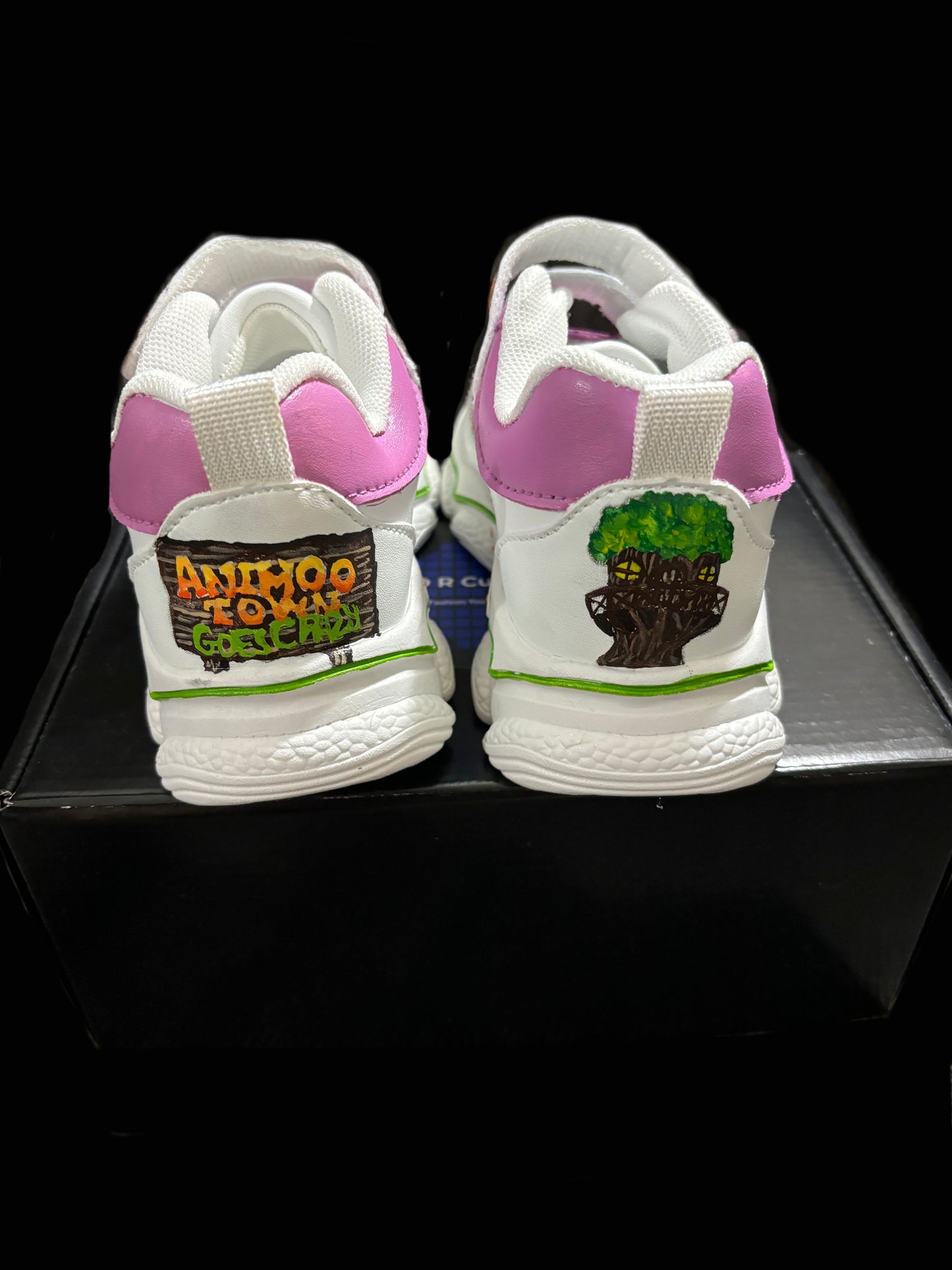 Children’s Custom Hand Painted, Animoo Town Goes Crazy Shoes - Size 9T