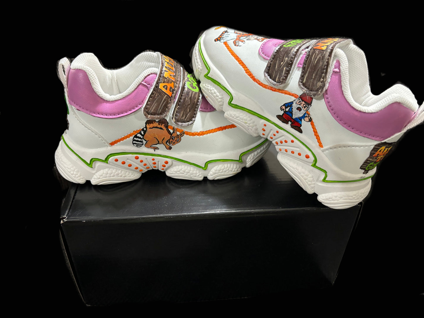 Children’s Custom Hand Painted, Animoo Town Goes Crazy Shoes - Size 9T