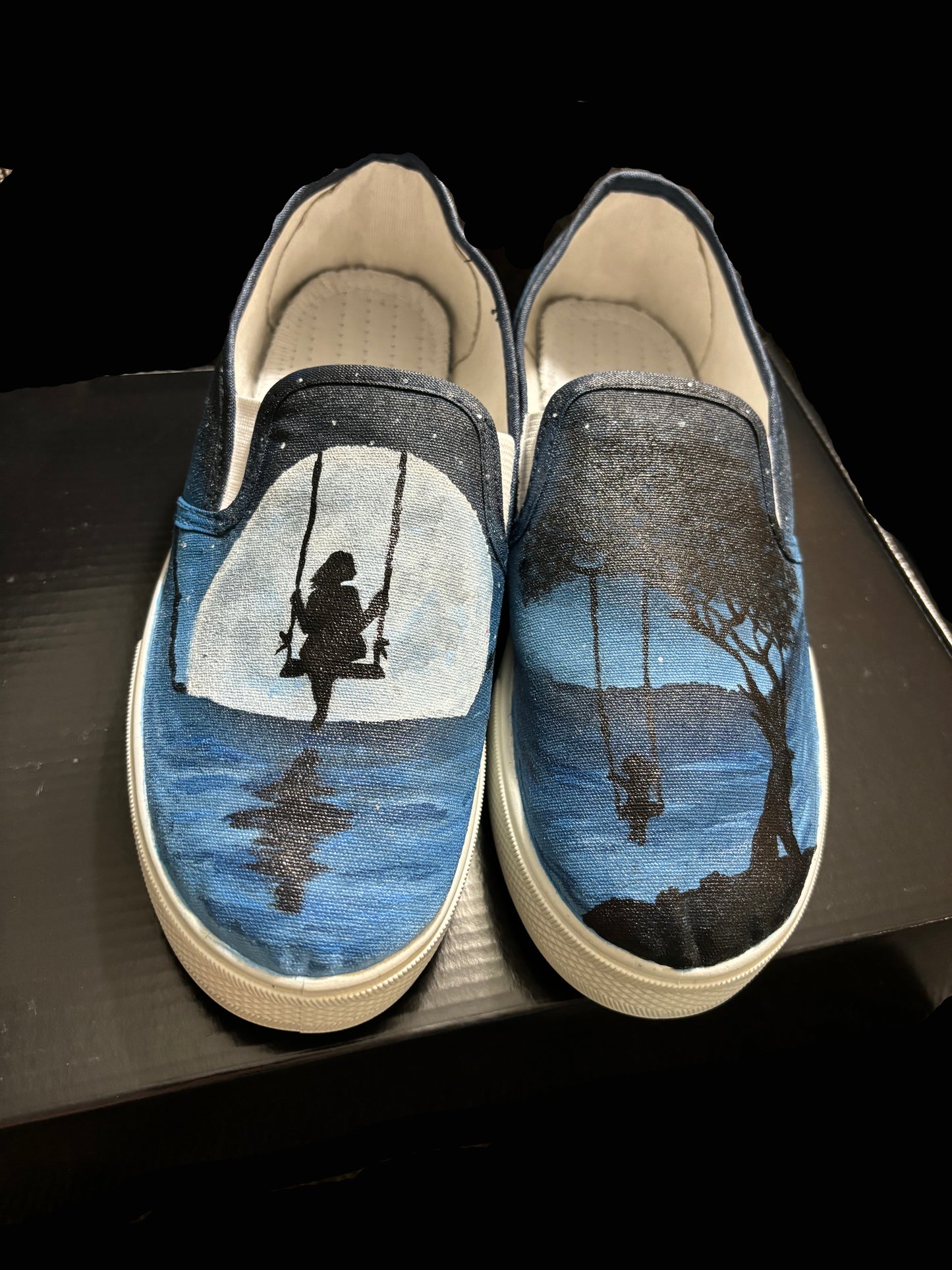 Adult's Custom Hand Painted Sea of Tranquility Shoes- Size 5.5W, 4M