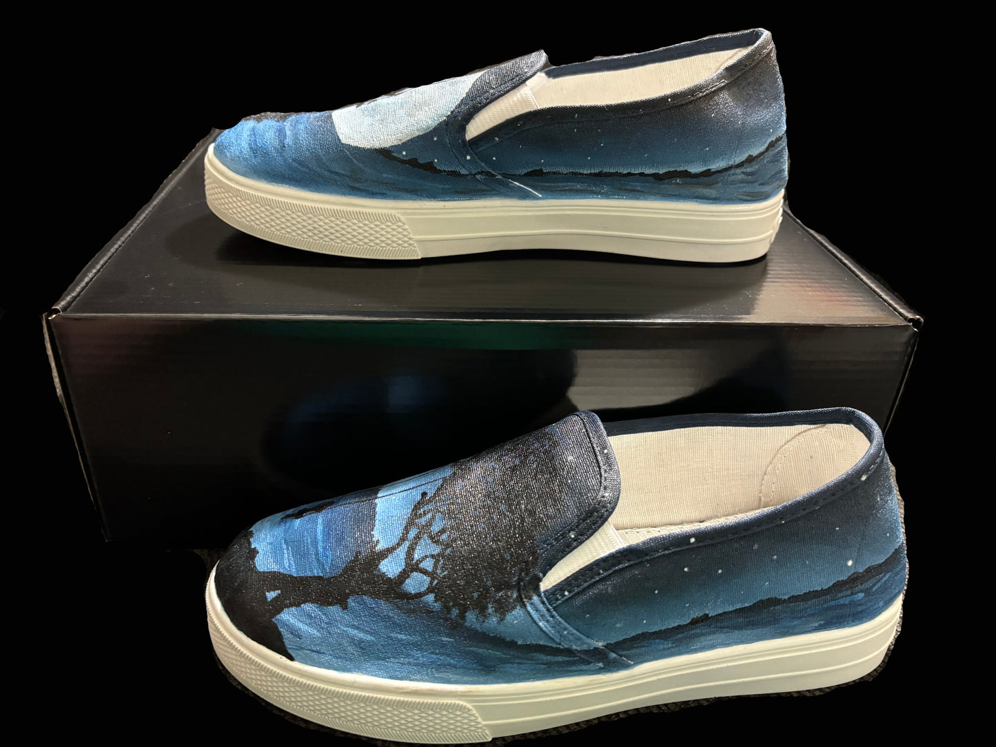 Adult's Custom Hand Painted Sea of Tranquility Shoes- Size 5.5W, 4M