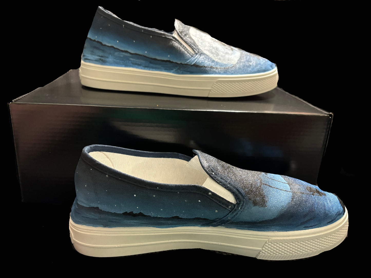 Adult's Custom Hand Painted Sea of Tranquility Shoes- Size 5.5W, 4M