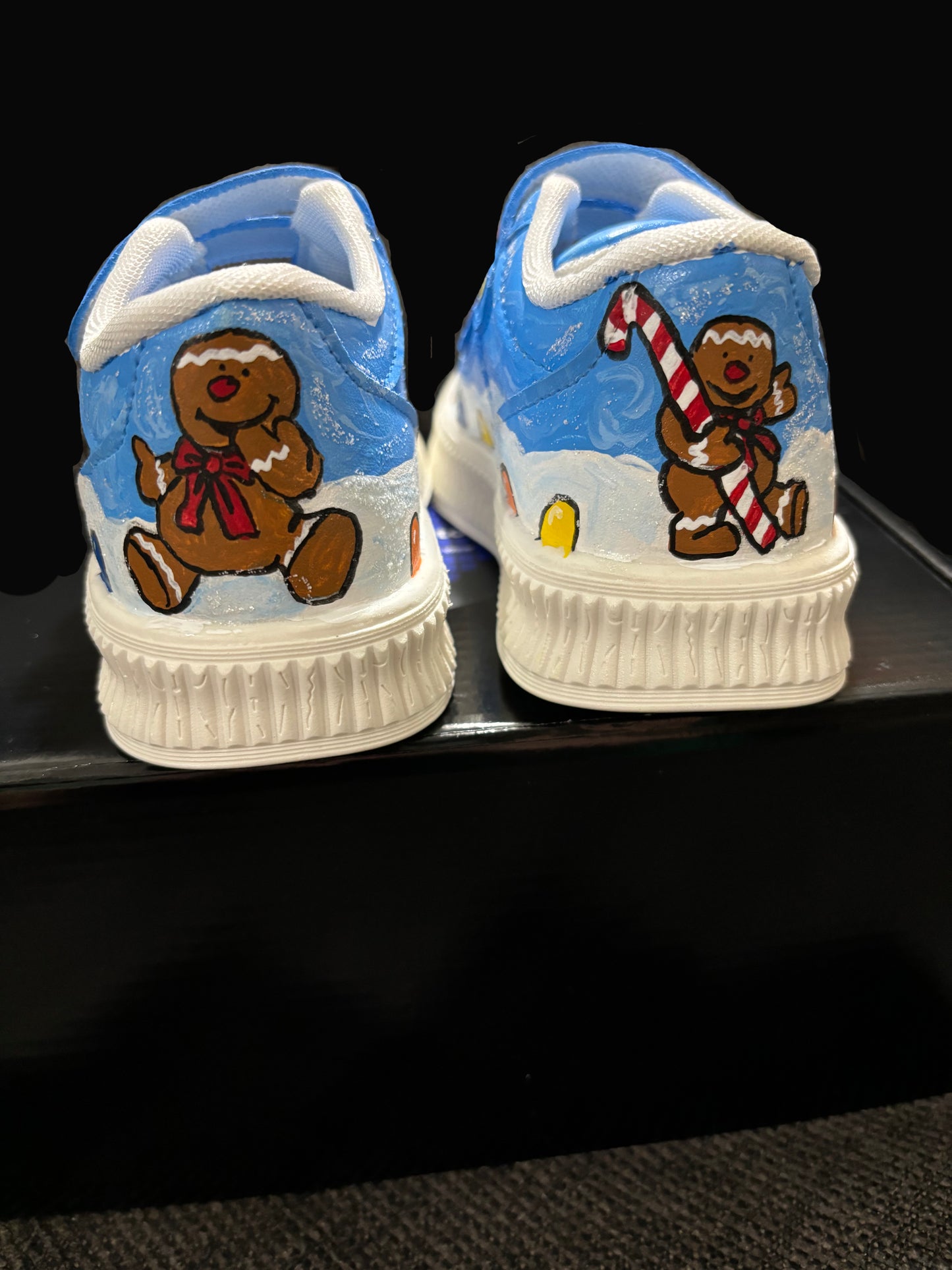 Children’s Custom Hand Painted, Gingerbread Half and Half Shoes - Educational, Teaching Shoes - Size 6T