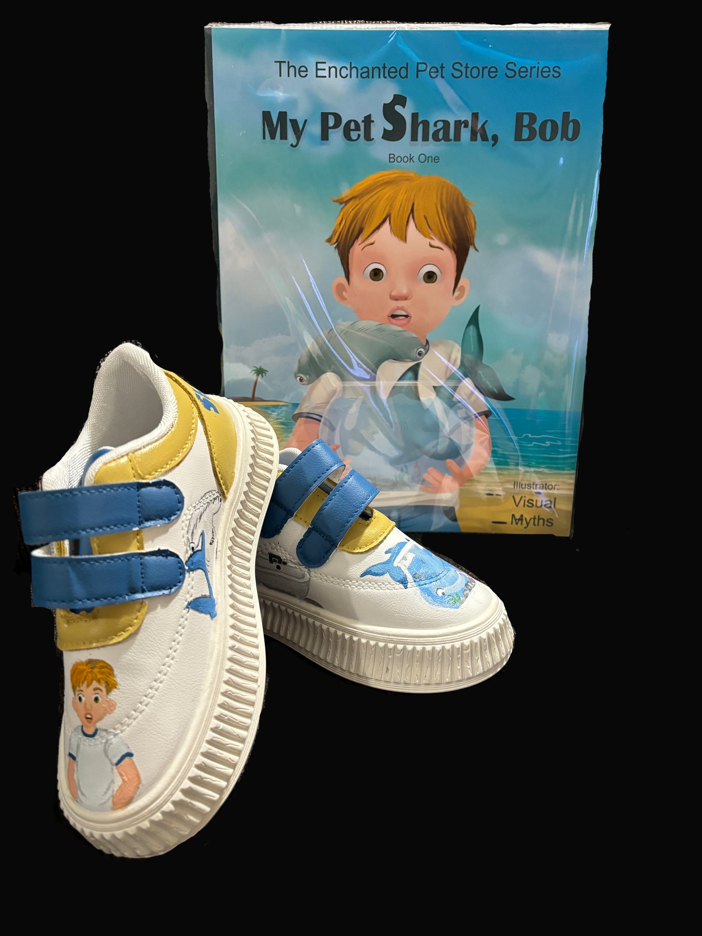 Children’s Custom Hand Painted, My Pet Shark, Bob Shoes - Size 9T